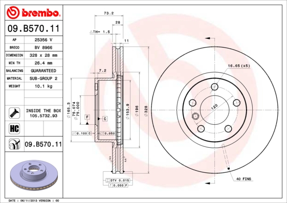 Remschijven Brembo 09.B570.11