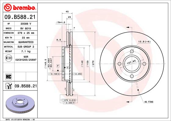 Remschijven Brembo 09.B588.21