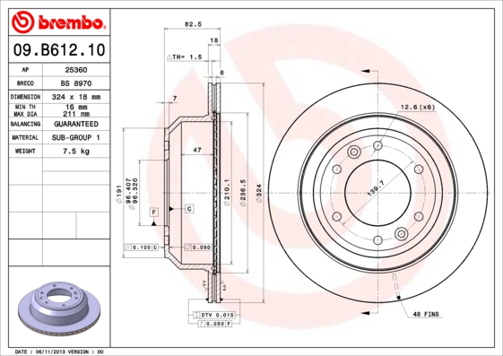 Remschijven Brembo 09.B612.10