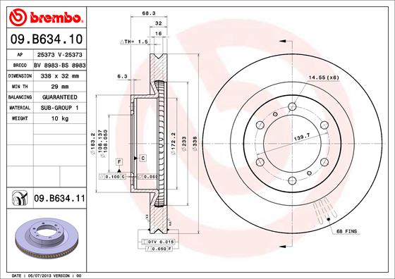 Remschijven Brembo 09.B634.11