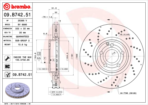 Remschijven Brembo 09.B742.51