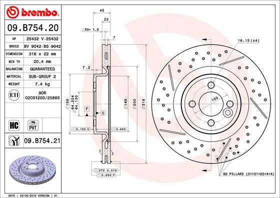 Remschijven Brembo 09.B754.21