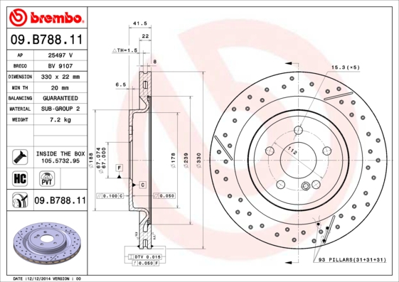 Remschijven Brembo 09.B788.11