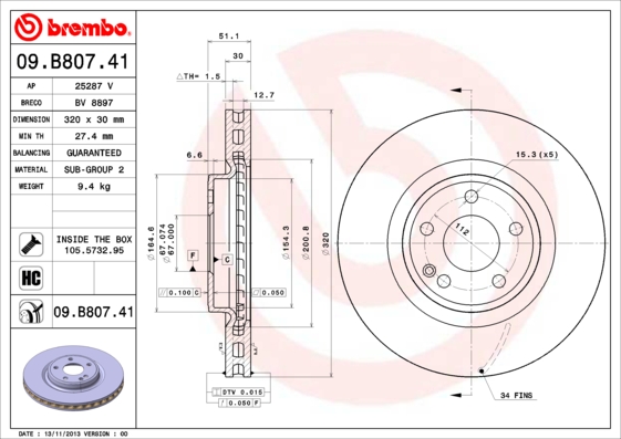 Remschijven Brembo 09.B807.41