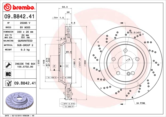 Remschijven Brembo 09.B842.41