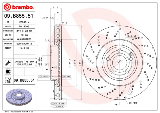 Remschijven Brembo 09.B855.51