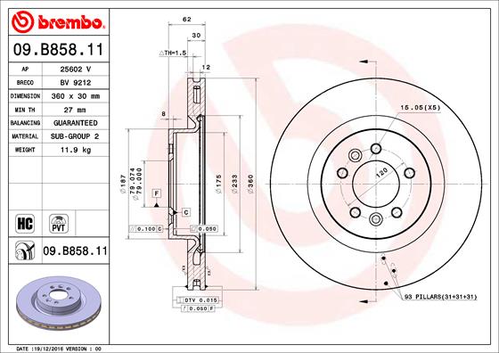 Remschijven Brembo 09.B858.11