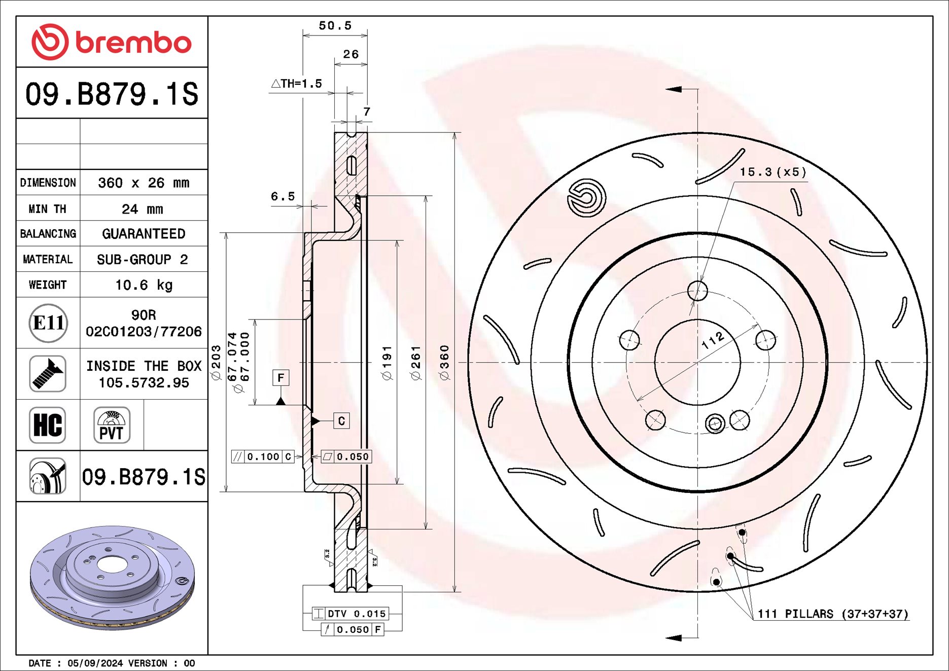 Remschijf Brembo 09.B879.1S