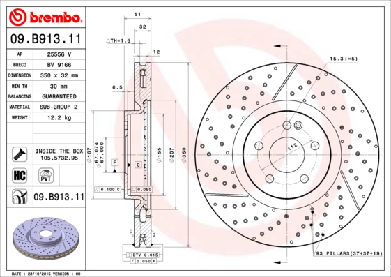 Remschijven Brembo 09.B913.11