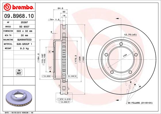 Remschijven Brembo 09.B968.11