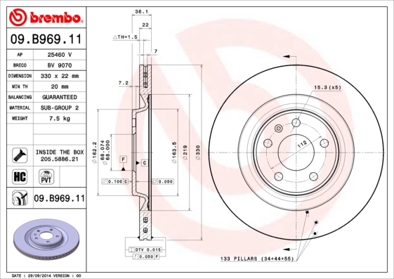 Remschijven Brembo 09.B969.11