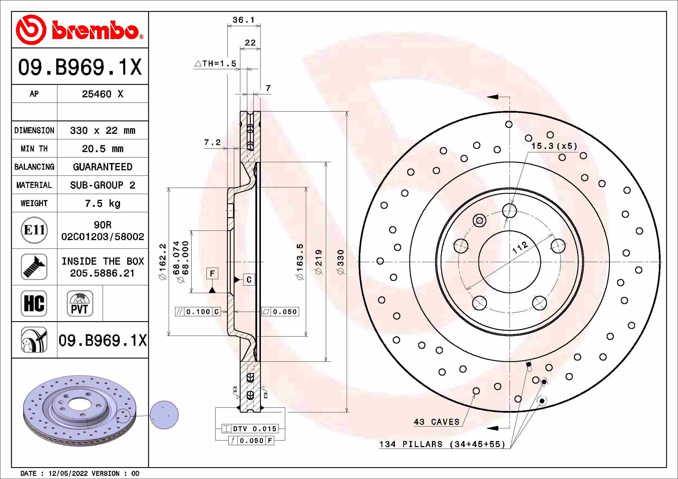 Remschijven Brembo 09.B969.1X