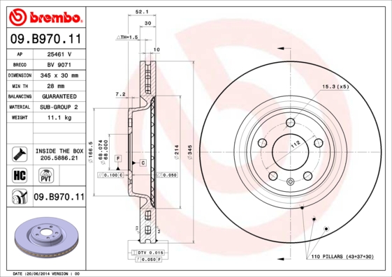 Remschijven Brembo 09.B970.11