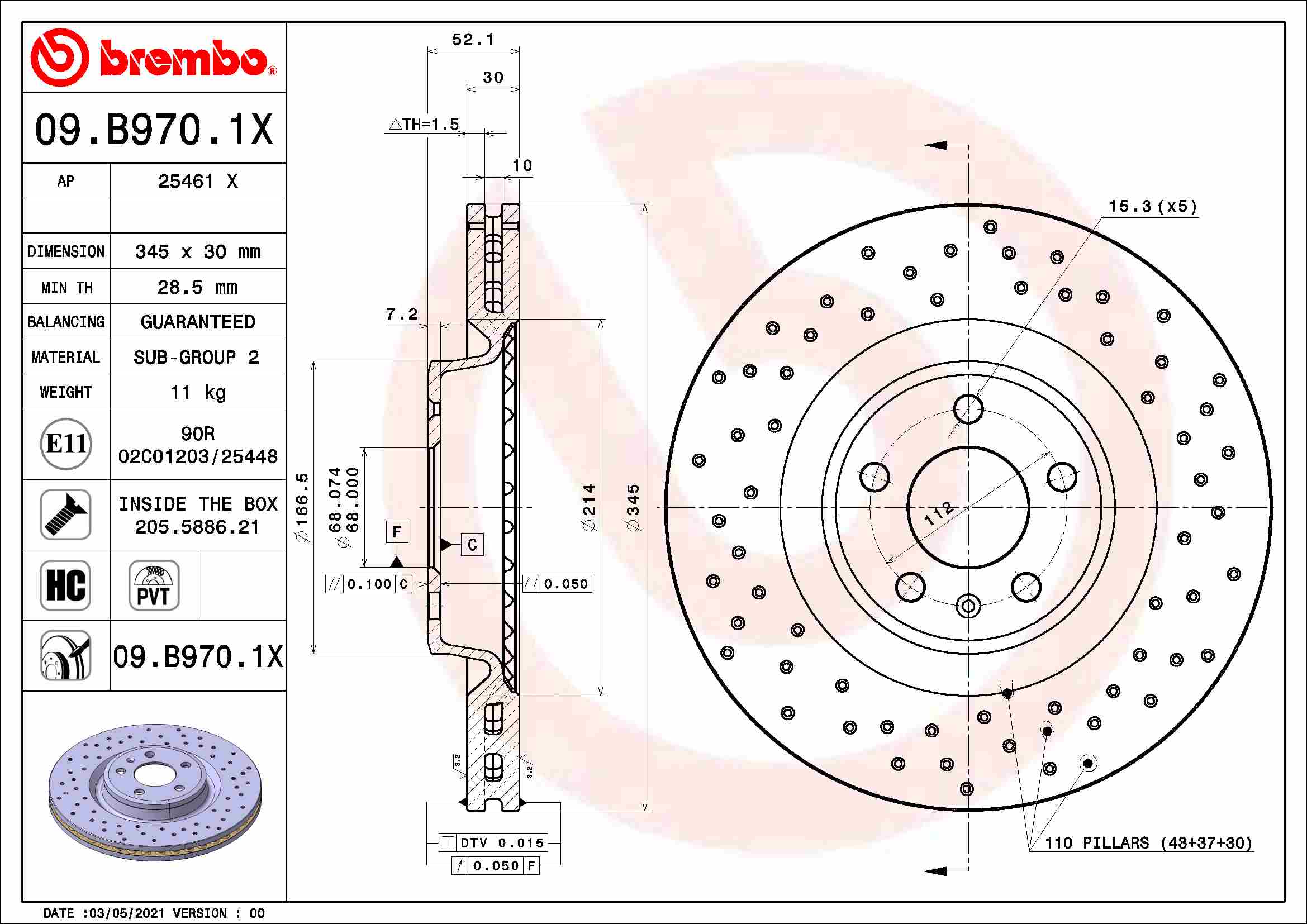 Remschijven Brembo 09.B970.1X