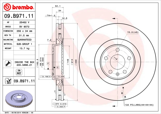 Remschijven Brembo 09.B971.11