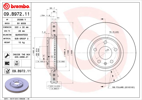 Remschijven Brembo 09.B972.11