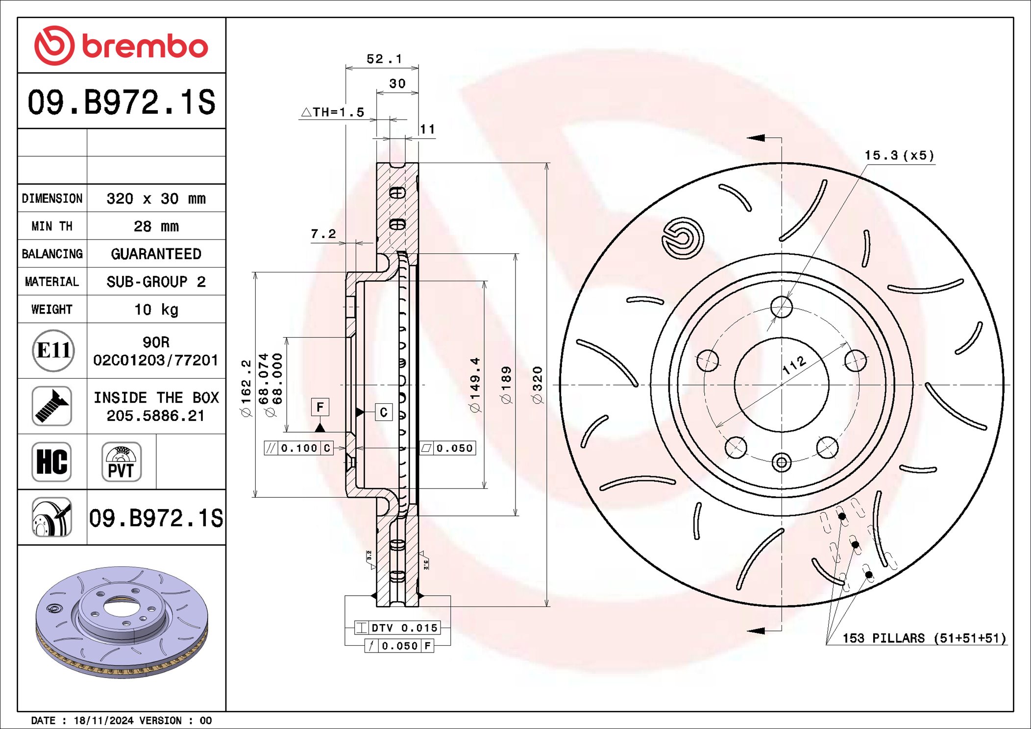 Remschijf Brembo 09.B972.1S