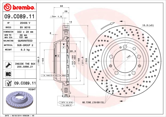 Remschijven Brembo 09.C089.11