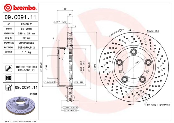Remschijven Brembo 09.C091.11
