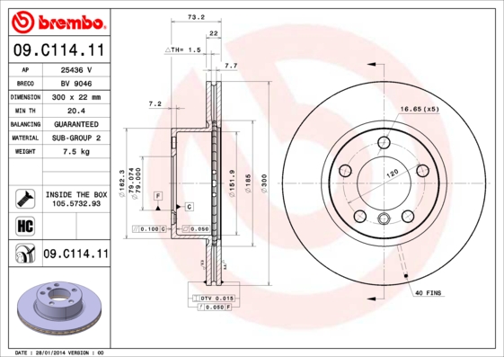 Remschijven Brembo 09.C114.11