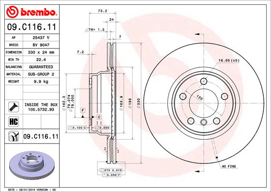 Remschijven Brembo 09.C116.11