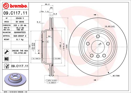 Remschijven Brembo 09.C117.11