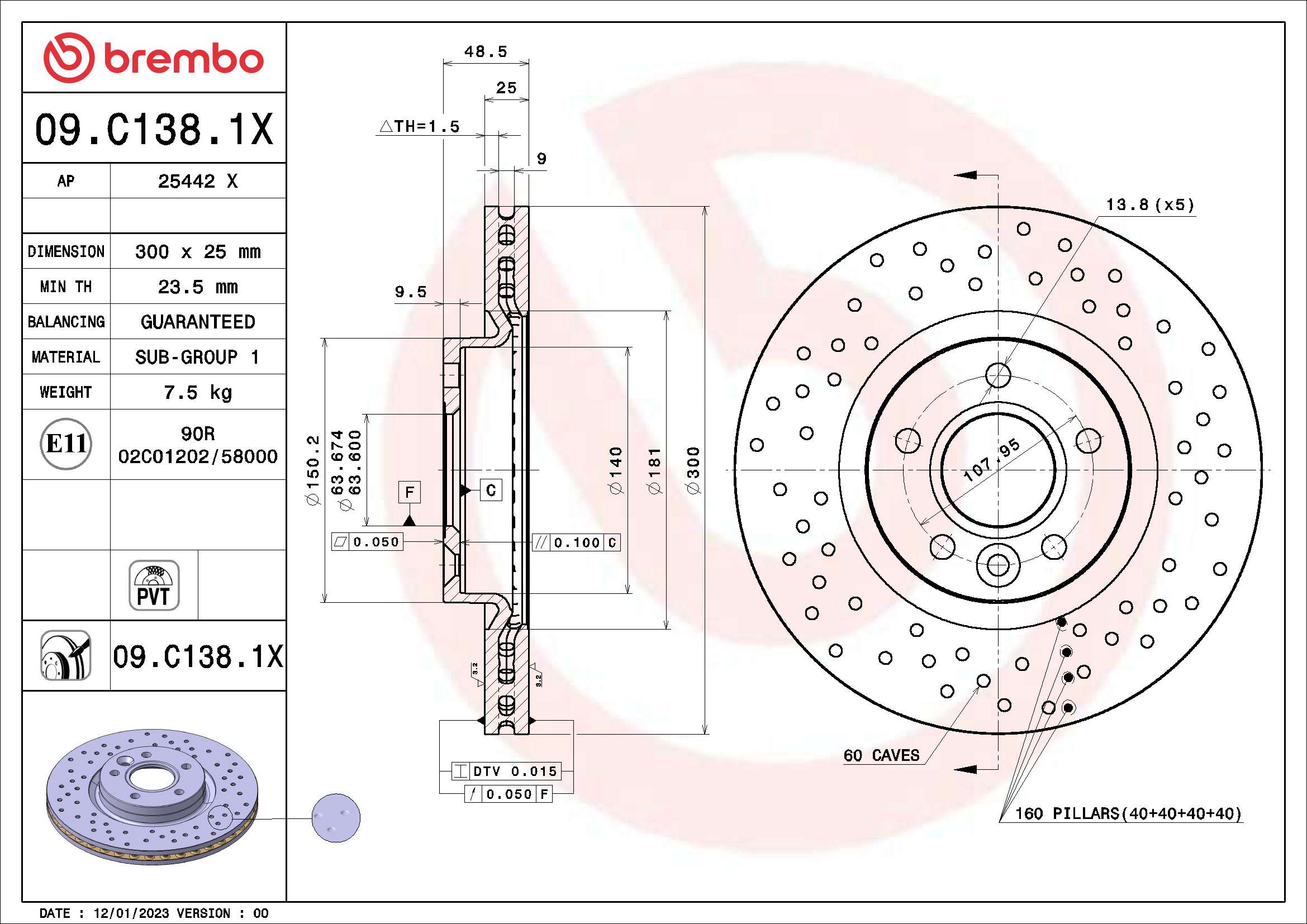 Remschijven Brembo 09.C138.1X