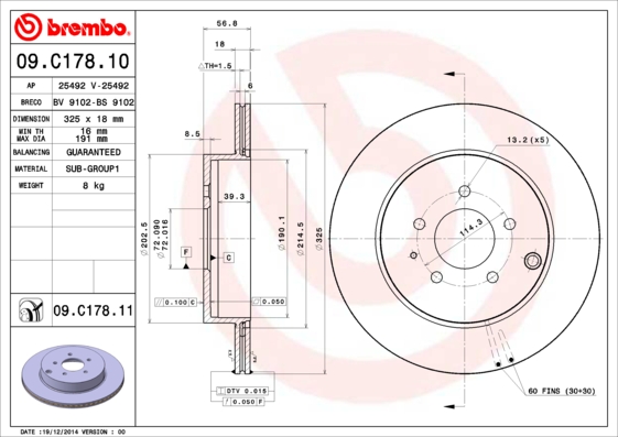 Remschijven Brembo 09.C178.11