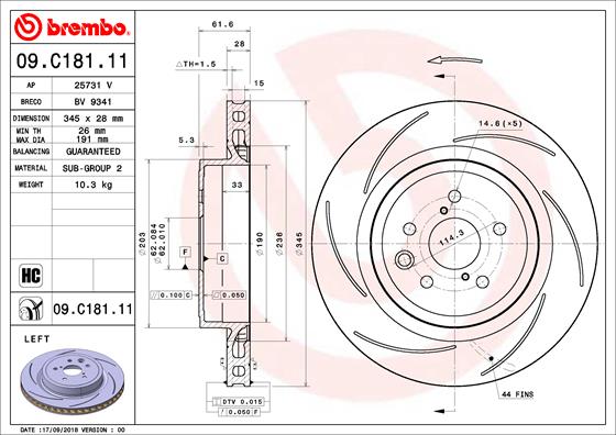 Remschijven Brembo 09.C181.11