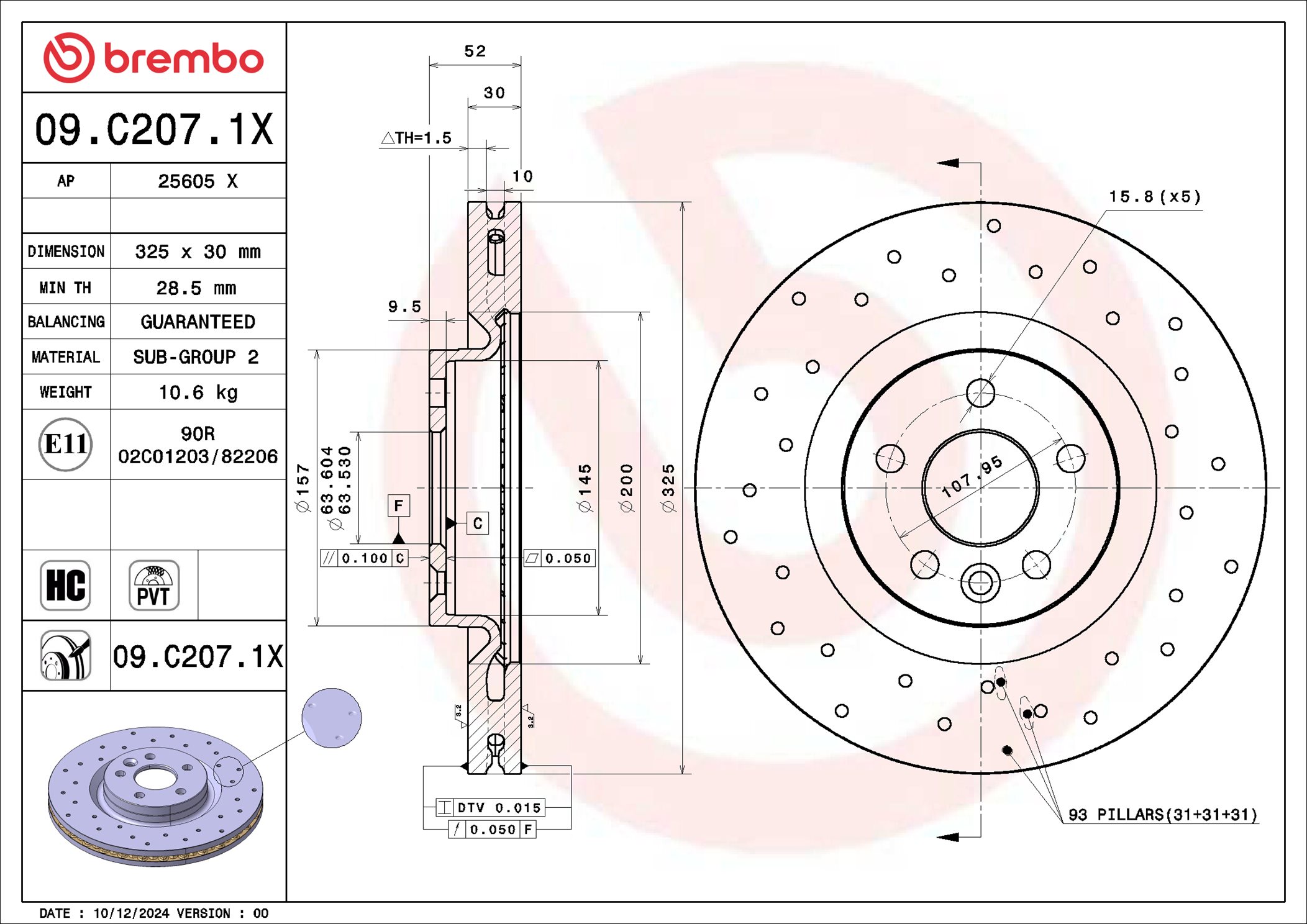 Remschijf Brembo 09.C207.1X