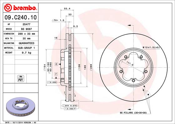 Remschijven Brembo 09.C240.10