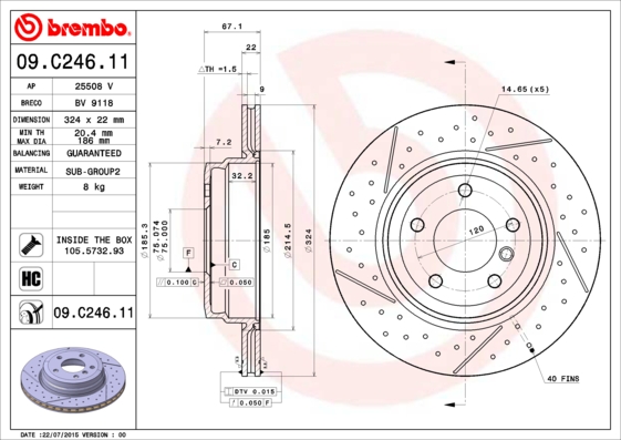 Remschijven Brembo 09.C246.11