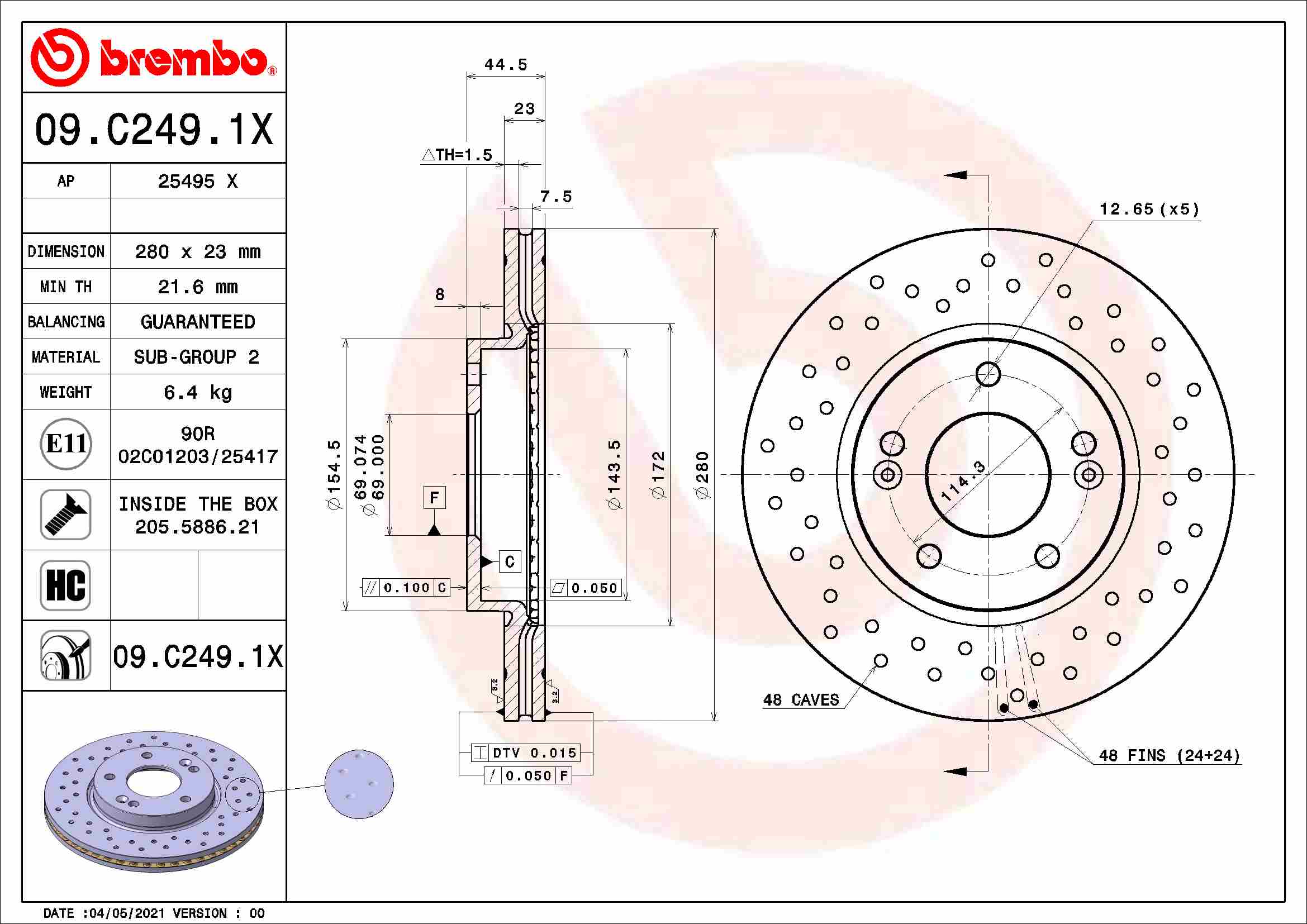 Remschijven Brembo 09.C249.1X