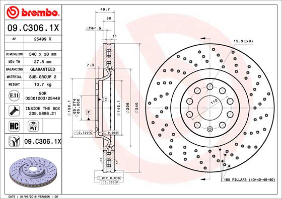 Remschijven Brembo 09.C306.1X