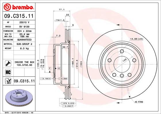 Remschijven Brembo 09.C315.11