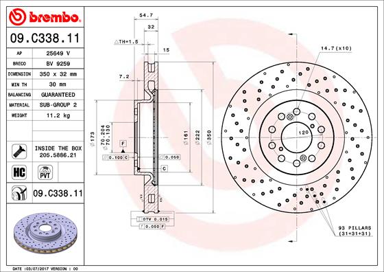 Remschijven Brembo 09.C338.11