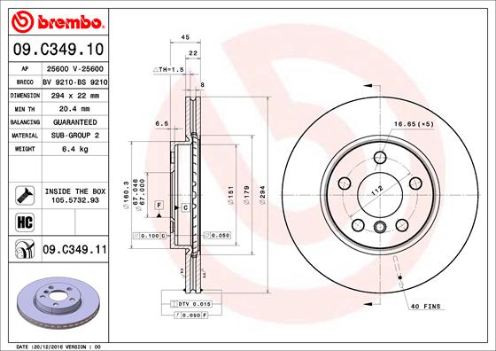 Remschijven Brembo 09.C349.11