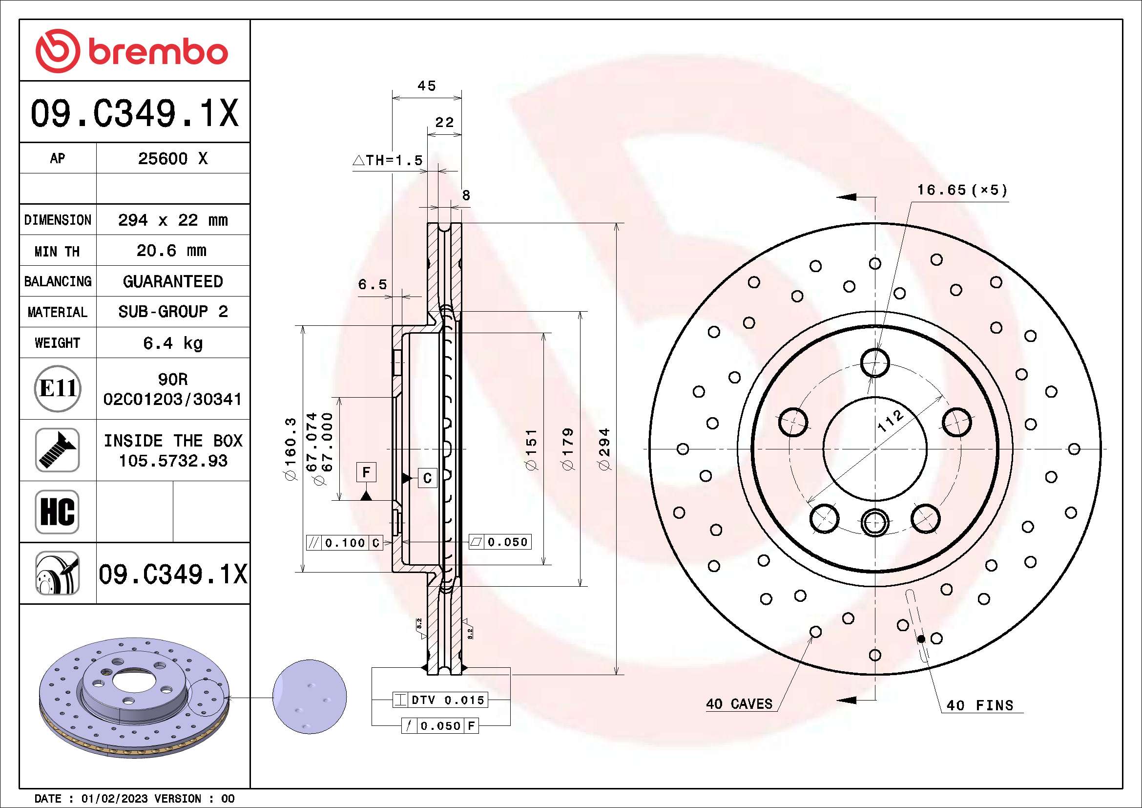 Remschijven Brembo 09.C349.1X