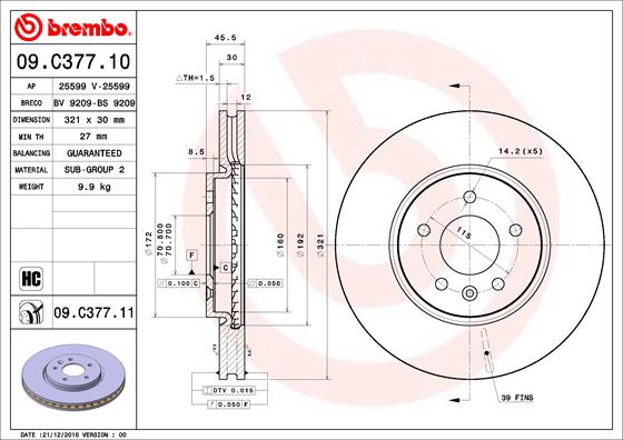 Remschijven Brembo 09.C377.11