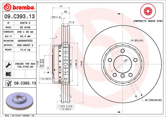 Remschijven Brembo 09.C393.13