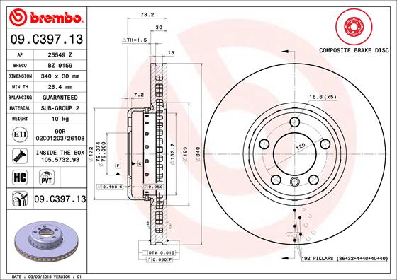 Remschijven Brembo 09.C397.13