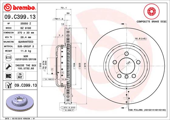 Remschijven Brembo 09.C399.13