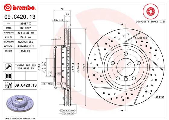 Remschijven Brembo 09.C420.13