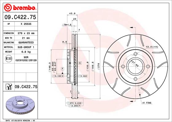 Remschijven Brembo 09.C422.75