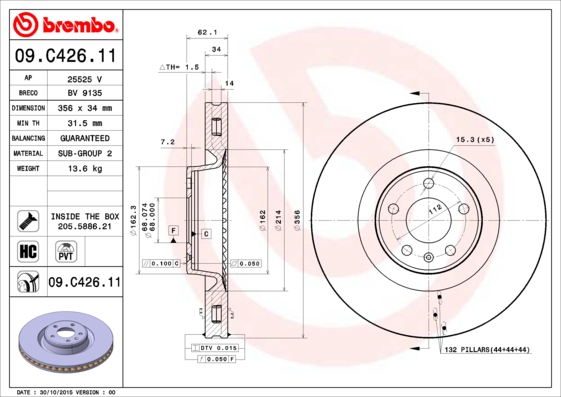 Remschijven Brembo 09.C426.11