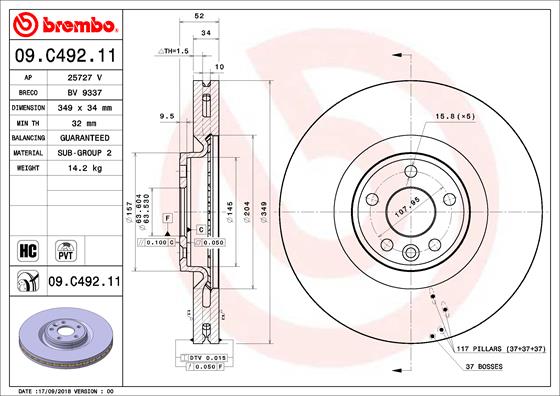 Remschijven Brembo 09.C492.11