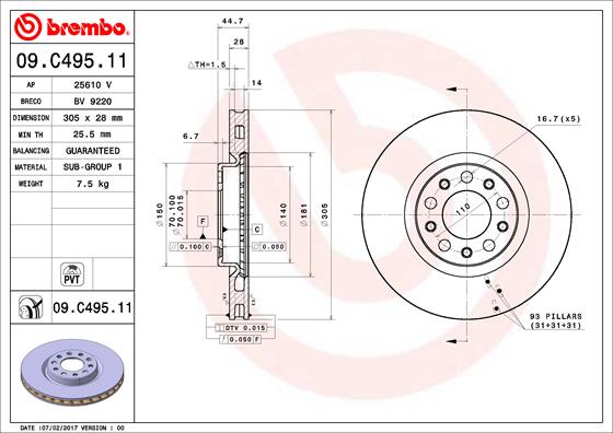 Remschijven Brembo 09.C495.11