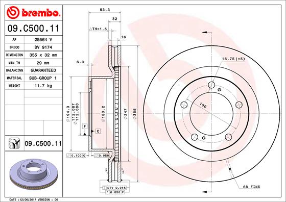 Remschijven Brembo 09.C500.11