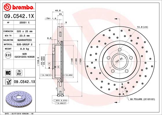 Remschijven Brembo 09.C542.1X