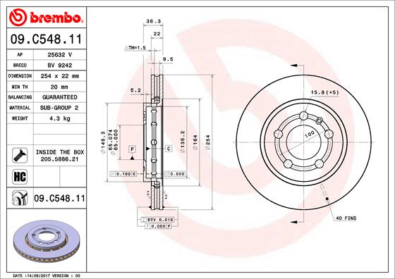 Remschijven Brembo 09.C548.11